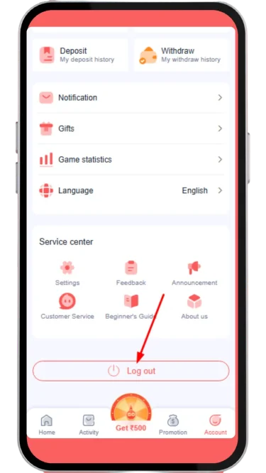 Click logout option