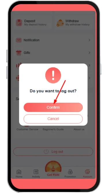 Confirm log out