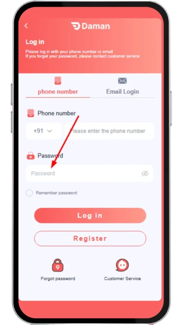 Enter password to login