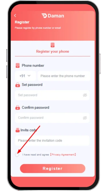  Tick privacy agreement to register